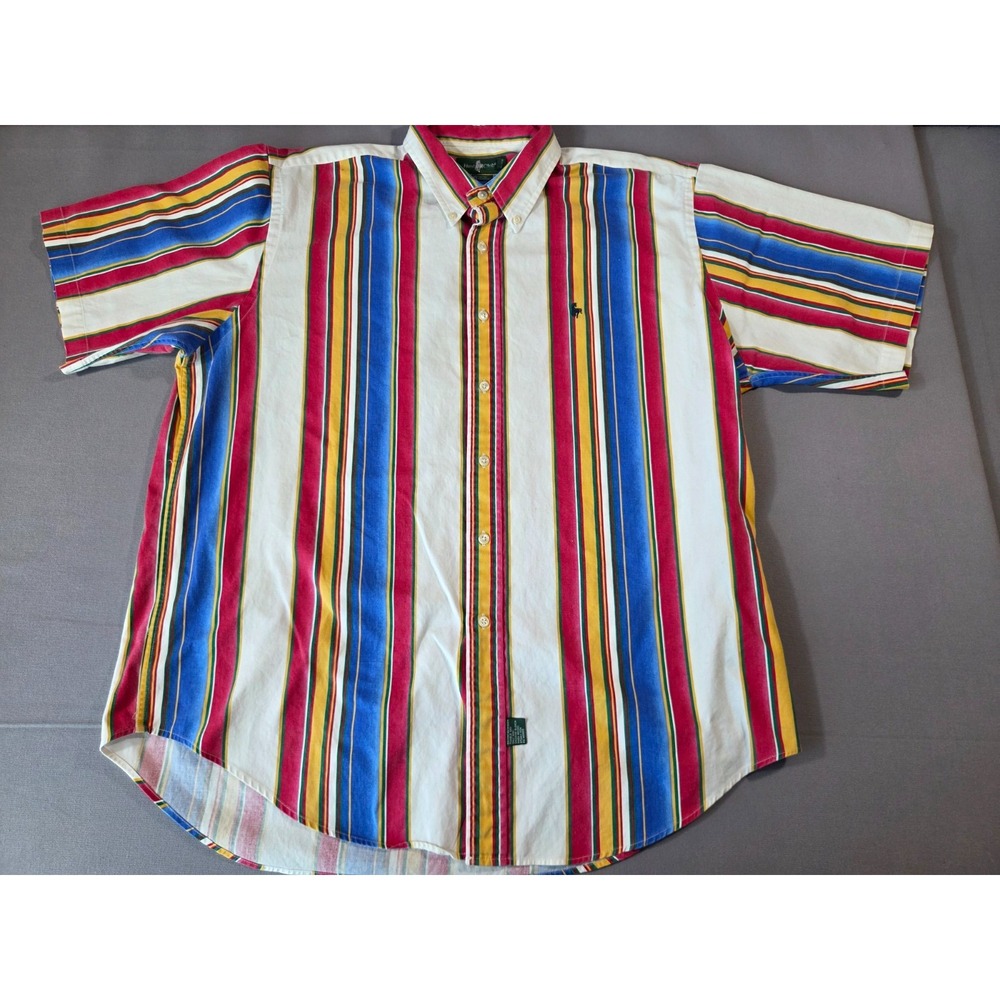 Vintage Hunt Club Shirt Mens Extra Large White Striped Western Cowboy Colorful
